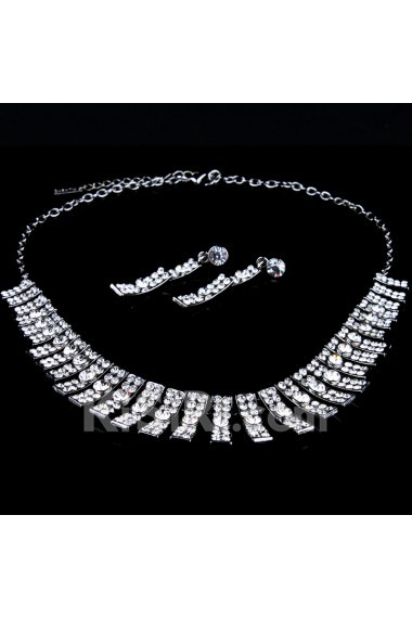 Wedding Jewelry Set - Necklace,Earrings and Tiara with Rhinestones and Alloy Plated 