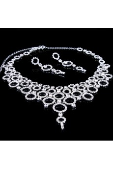 Shining Rhinestones Wedding Jewelry Set - Earrings,Necklace and Headpiece