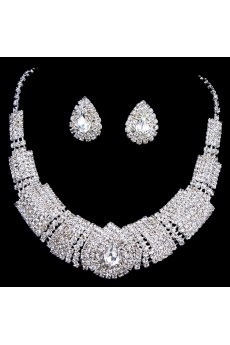 Gorgeous Wedding Jewelry Set - Rhinestones with Alloy Earrings,Necklace and Headpiece