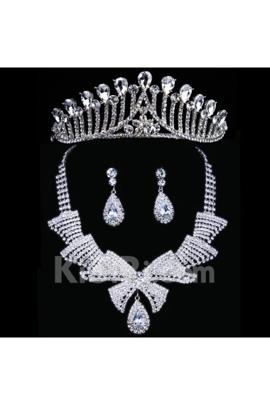 New Style Rhinestones Wedding Jewelry Set with Necklace,Earrings and Tiara