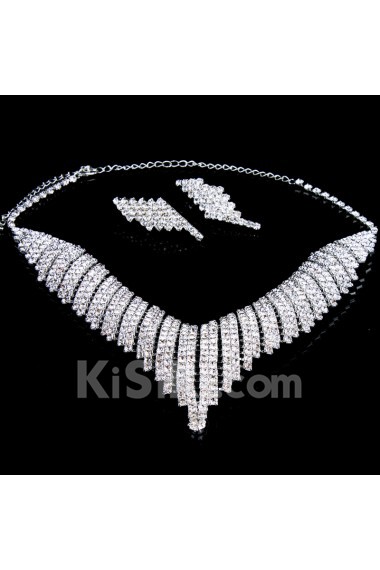 Luxurious Shining Alloy with Rhinestones Wedding Jewelry Set,Including Necklace,Earrings and Headpiece