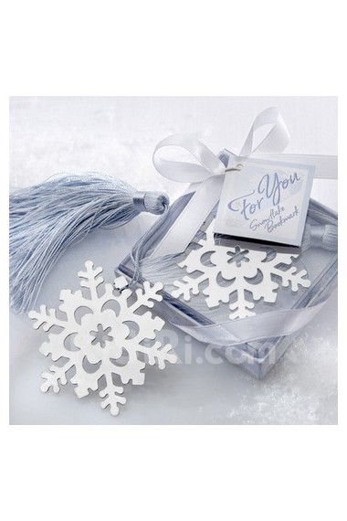 Silver Finish Snowflake Bookmark With Ice Blue Tassel 