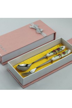 Ceramic Handle Fork And Spoon Set Wedding Favor