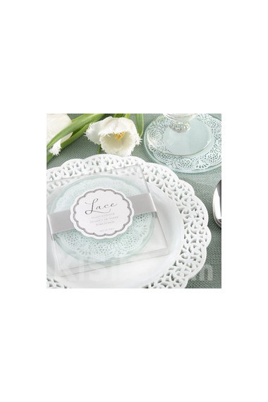 Exquisite Lace And Frosted Glass Coasters (Set of 2)
