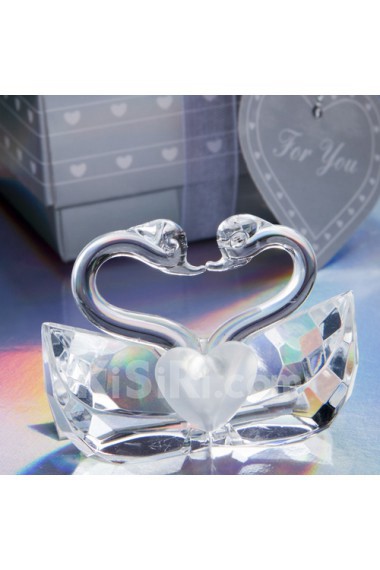 Crystal Kissing Swans Paperweight Party Favor/Gift