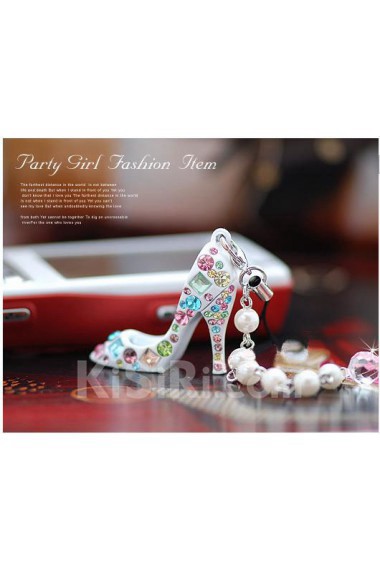 Fashion High-heeled Shoes with Crystal Phone Chain