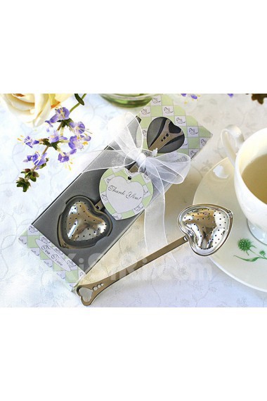 "Tea Time" Stainless Steel Heart Tea Infuser Wedding Favor 