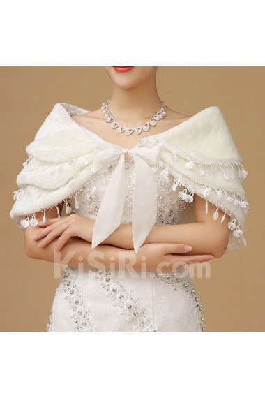Three Tier Lace Faux Fur Bridal Wedding/Evening Wrap/Shawl
