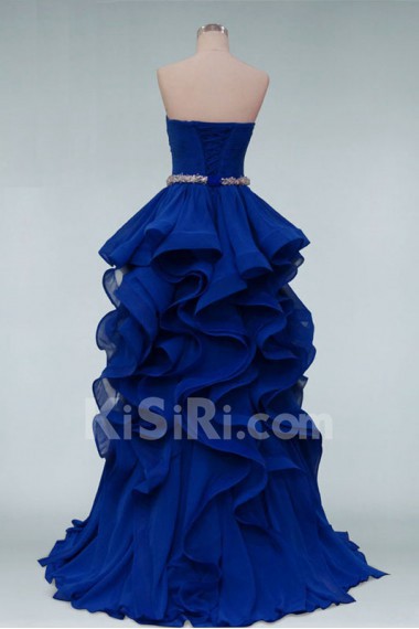 Chiffon Strapless Fit and Flare Dress with Beading