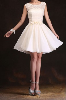 Chiffon Scoop A-Line Dress with Lace