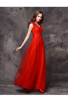 Lace V-neck Floor Length Cap Sleeve Sheath Dress with Sequins