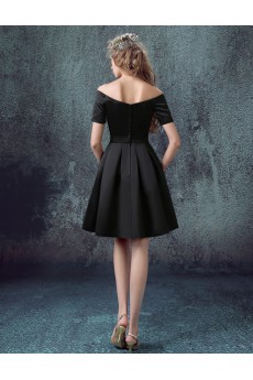 Satin Off-the-Shoulder Mini/Short Short Sleeve Ball Gown Dress