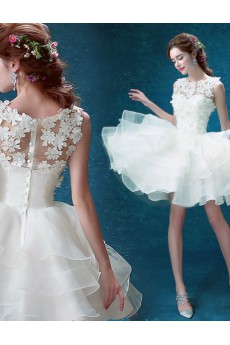 Lace, Tulle Jewel Mini/Short Sleeveless Ball Gown Dress with Applique