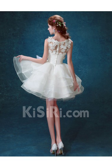 Lace, Tulle Jewel Mini/Short Sleeveless Ball Gown Dress with Applique