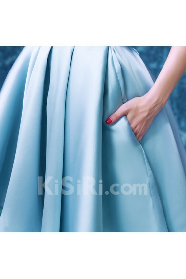 Satin Off-the-Shoulder Knee-Length Ball Gown Dress with Bow