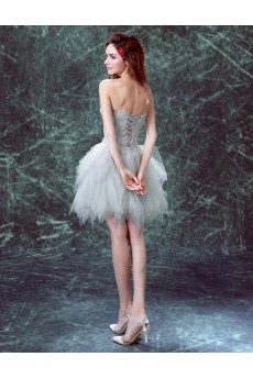 Tulle Sweetheart Mini/Short Sleeveless Ball Gown Dress with Feather