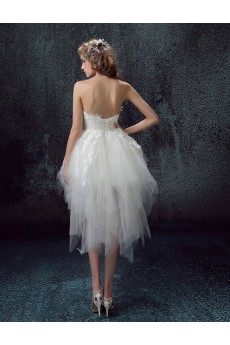 Lace, Chiffon, Tulle Strapless Mini/Short Sleeveless Ball Gown Dress with Applique