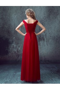 Organza V-neck Floor Length Cap Sleeve A-line Dress with Sash, Ruched