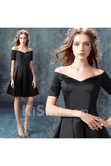 Chiffon Off-the-Shoulder Mini/Short Short Sleeve A-line Dress