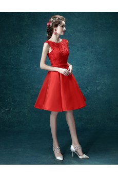 Lace, Chiffon Jewel Mini/Short Sleeveless Ball Gown Dress with Embroidered, Bow