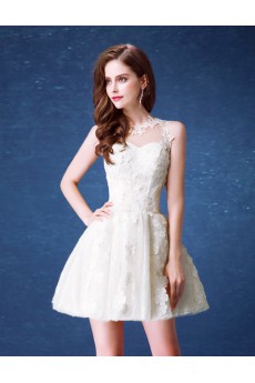 Lace, Organza Jewel Mini/Short Sleeveless Ball Gown Dress