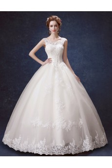 Lace, Organza Scoop Floor Length Sleeveless Ball Gown Dress with Embroidered, Sequins