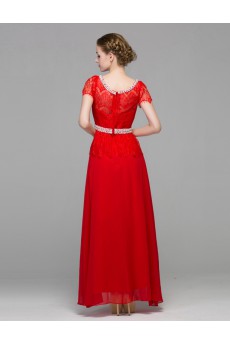 Chiffon Scoop Floor Length Cap Sleeve A-line Dress with Sequins, Beads