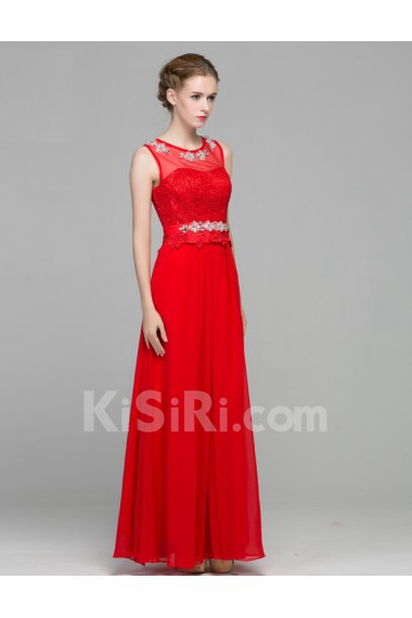 Chiffon Jewel Floor Length Sleeveless A-line Dress with Rhinestone, Sequins