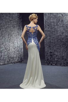 Lace Scoop Floor Length Sleeveless Mermaid Dress with Applique