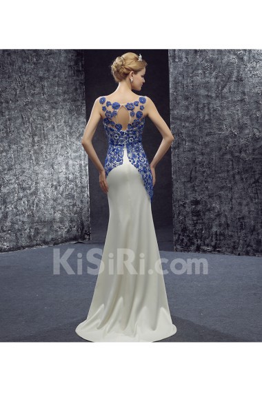 Lace Scoop Floor Length Sleeveless Mermaid Dress with Applique