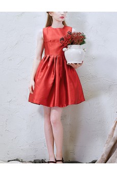 Satin Jewel Mini/Short Sleeveless A-line Dress with Lace