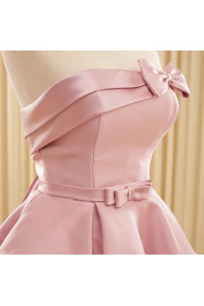 Satin Strapless Mini/Short Sleeveless Ball Gown Dress with Bow