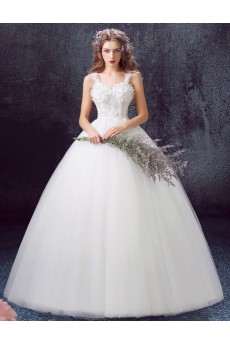 Organza Square Floor Length Sleeveless Ball Gown Dress with Sequins