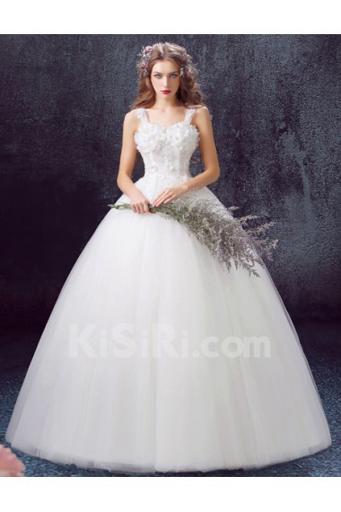 Organza Square Floor Length Sleeveless Ball Gown Dress with Sequins