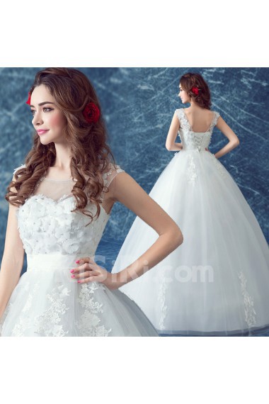 Lace, Organza Scoop Floor Length Sleeveless Ball Gown Dress with Sequins
