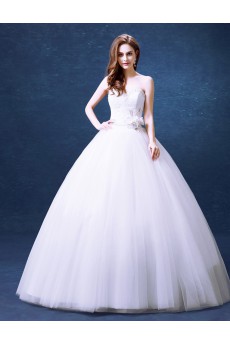 Lace, Organza Sweetheart Floor Length Sleeveless Ball Gown Dress with Rhinestone