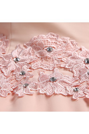 Lace, Chiffon Jewel Floor Length Half Sleeve Sheath Dress with Embroidered, Rhinestone
