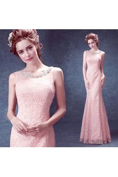 Lace, Chiffon, Tulle Jewel Floor Length Sleeveless Mermaid Dress with Rhinestone