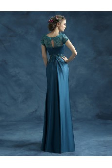 Chiffon, Lace Jewel Floor Length Cap Sleeve Sheath Dress with Embroidered, Sequins