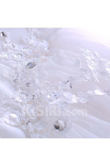 Organza, Lace Scoop Floor Length Sleeveless Ball Gown Dress with Embroidered, Rhinestone