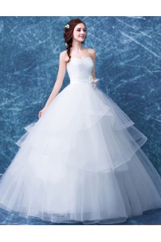 Tulle Sweetheart Floor Length Sleeveless Ball Gown Dress with Bow