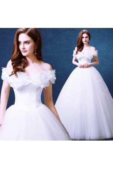 Tulle Off-the-Shoulder Floor Length Ball Gown Dress