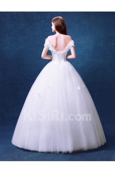 Tulle Off-the-Shoulder Floor Length Ball Gown Dress