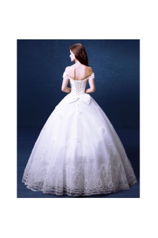 Organza Off-the-Shoulder Floor Length Ball Gown Dress with Sequins