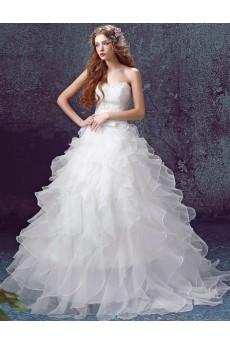Organza Sweetheart Floor Length Sleeveless Ball Gown Dress with Bow, Sequins