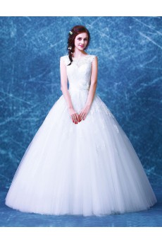Tulle, Lace Jewel Floor Length Cap Sleeve Ball Gown Dress with Sash