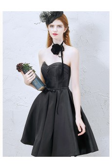 Satin Sweetheart Knee-Length Sleeveless Ball Gown Dress with Bow