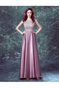 Chiffon, Lace Jewel Floor Length Sleeveless Sheath Dress with Embroidered, Bow
