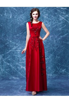 Chiffon Scoop Floor Length Sleeveless Sheath Dress with Rhinestone, Beads