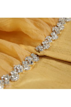Tulle V-neck Floor Length Sleeveless A-line Dress with Rhinestone